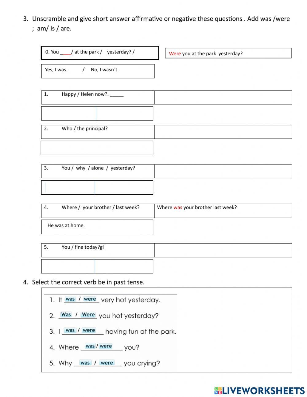Using the verb to-be.