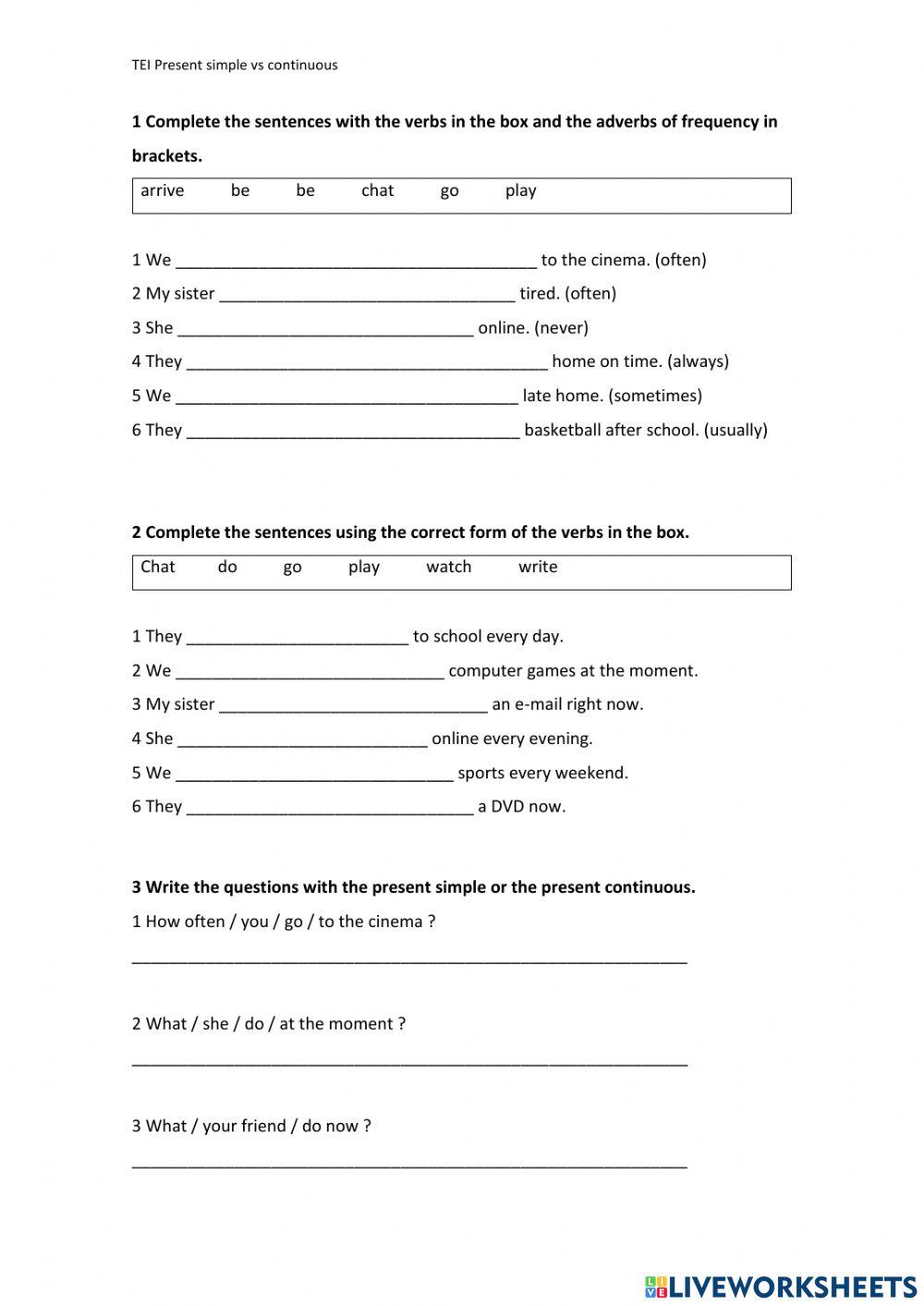 Revision Present simple vs present continuous