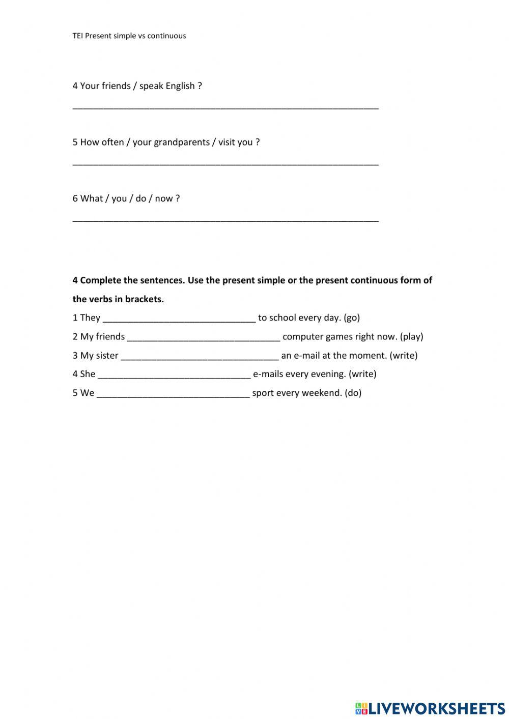 Revision Present simple vs present continuous