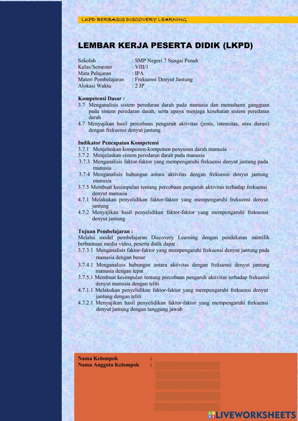 LKPD Frekuensi Denyut Jantung