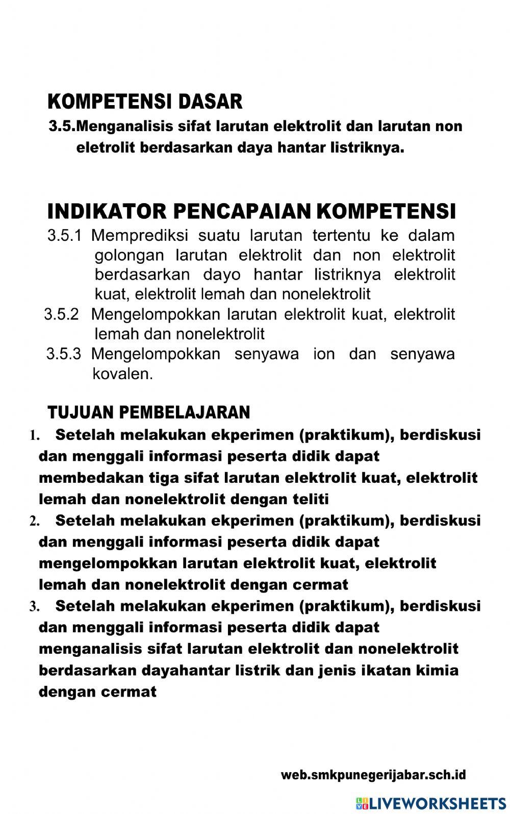 Larutan Elektroit dan Non Elektrolit