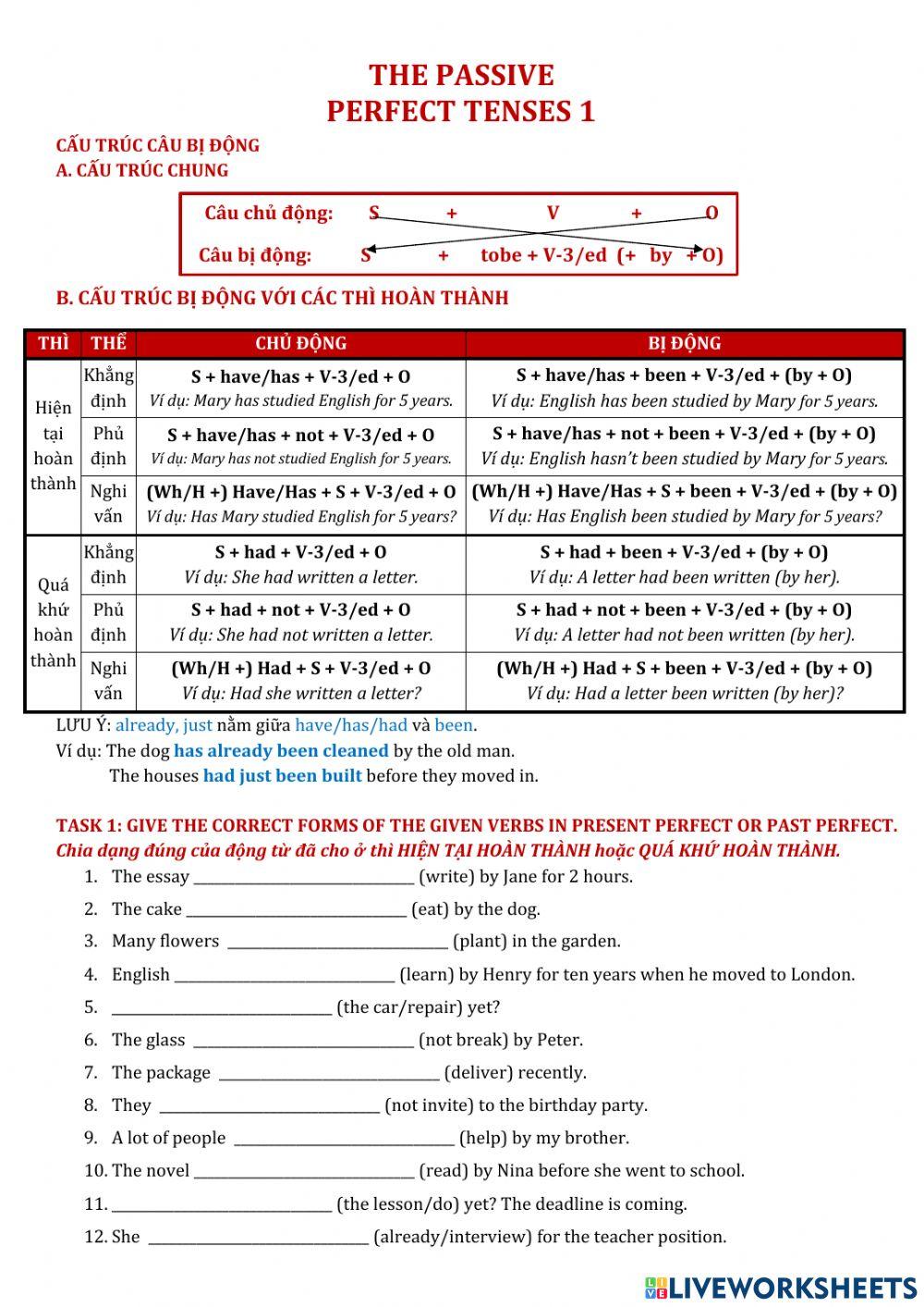 The passive perfect tenses 1