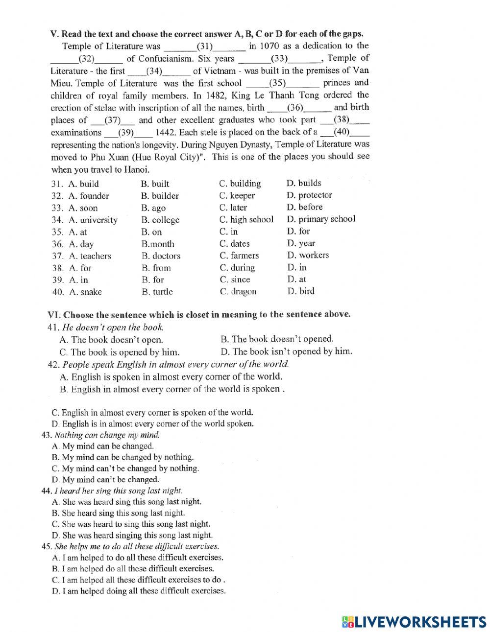 Lop 7- unit 6- test 1