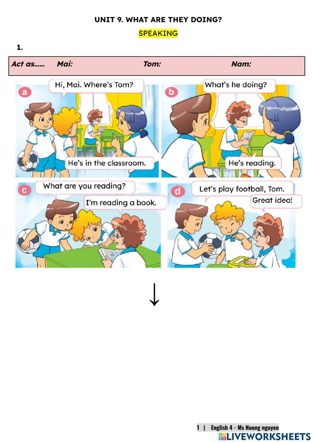 E4U9 (speaking) WHAT ARE THEY DOING? (Part 1) -nuongnguyen