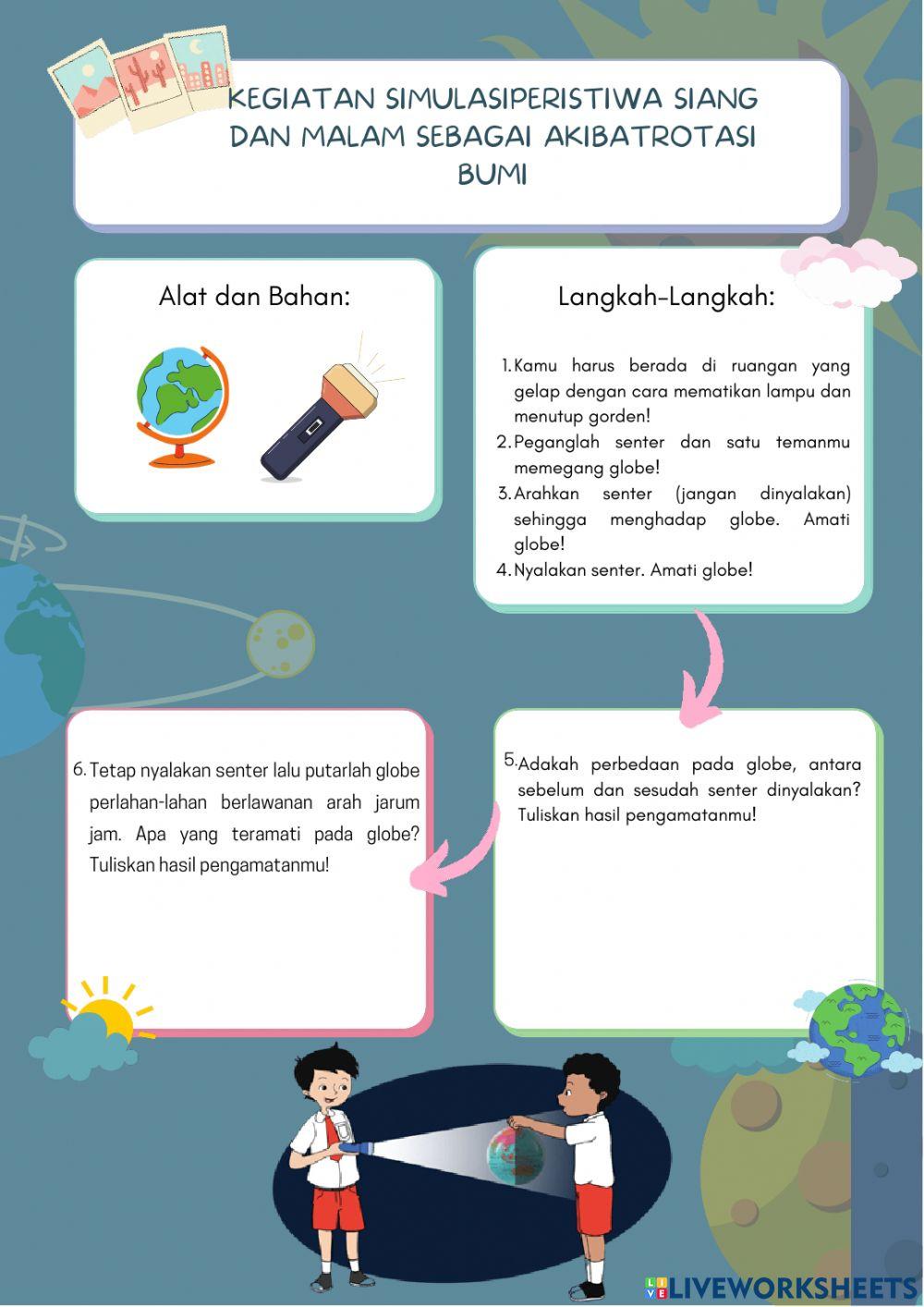 Lkpd kelompok -Simulasi Peristiwa Siang dan Malam Sebagai Akibat Rotasi Bumi-