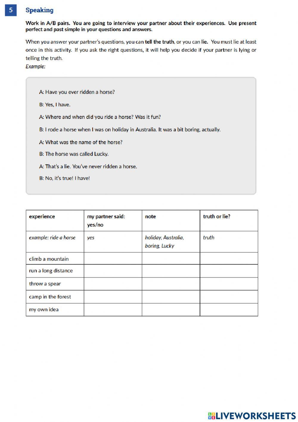 Speaking online exercise for a2 | Live Worksheets