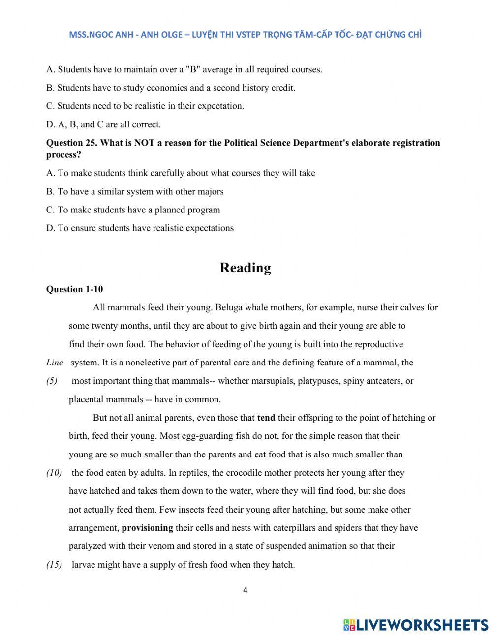 The entrance Test - Vstep course