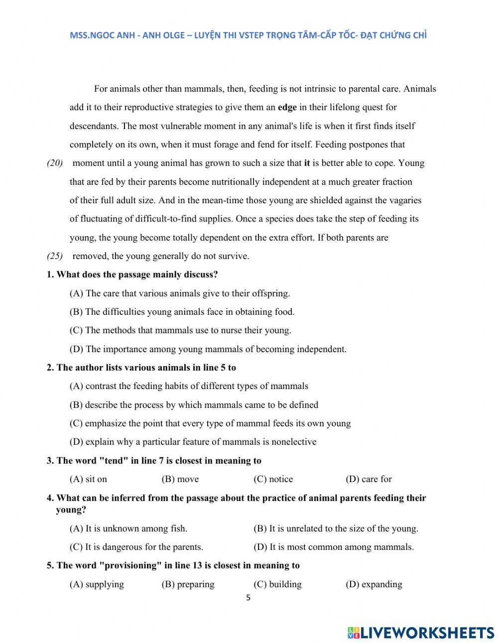 The entrance Test - Vstep course