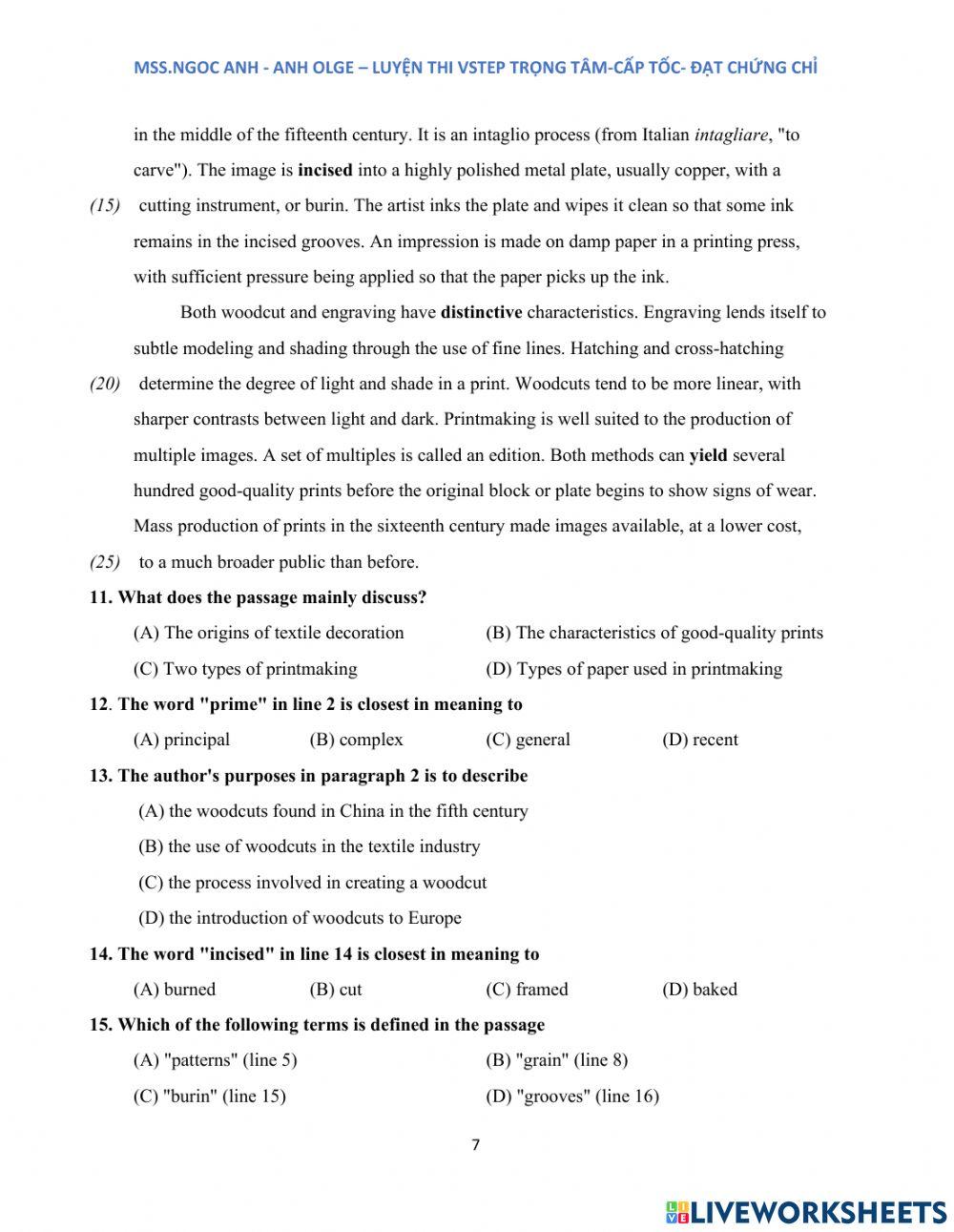 The entrance Test - Vstep course