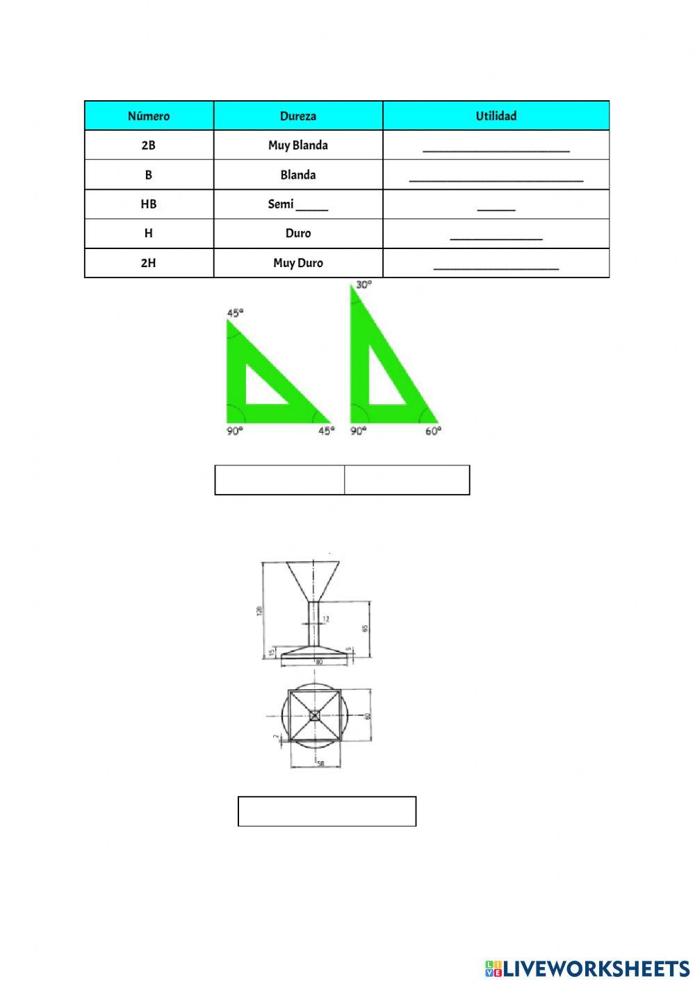 EL LÁPIZ, ESCUADRA, CARTABÓN, BOCETO, CROQUIS Y PLANOS.ejercicios