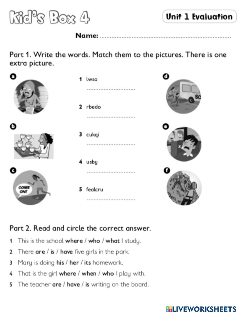 Kid's box 4 test unit 1