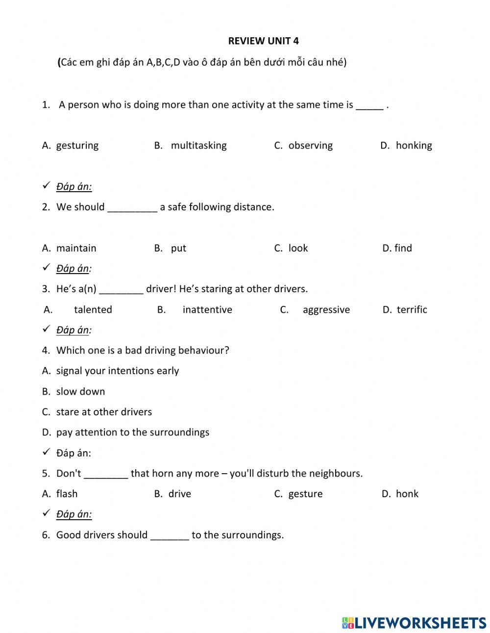 Review unit 4- level 2.2