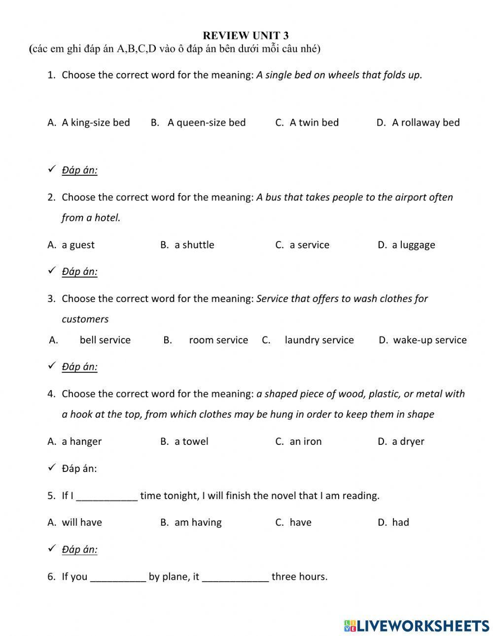 Review unit 3 - level 2.2