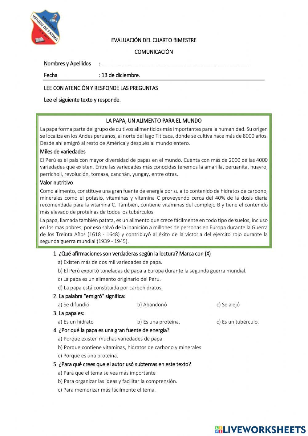 Evaluación comunicación