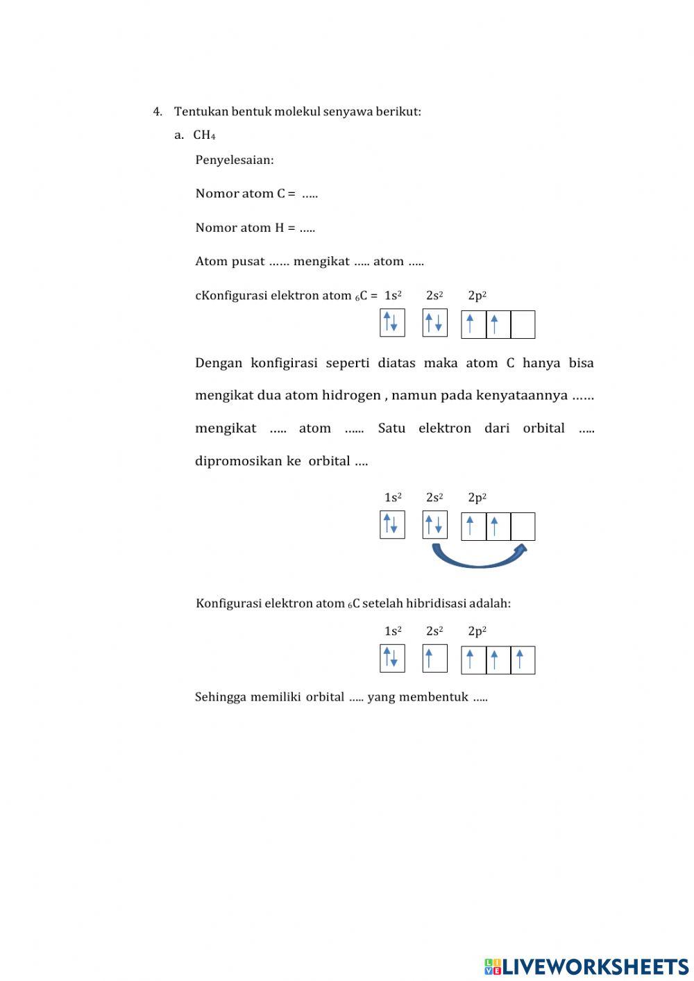 Bentuk Molekul dengan teori Hibridisasi