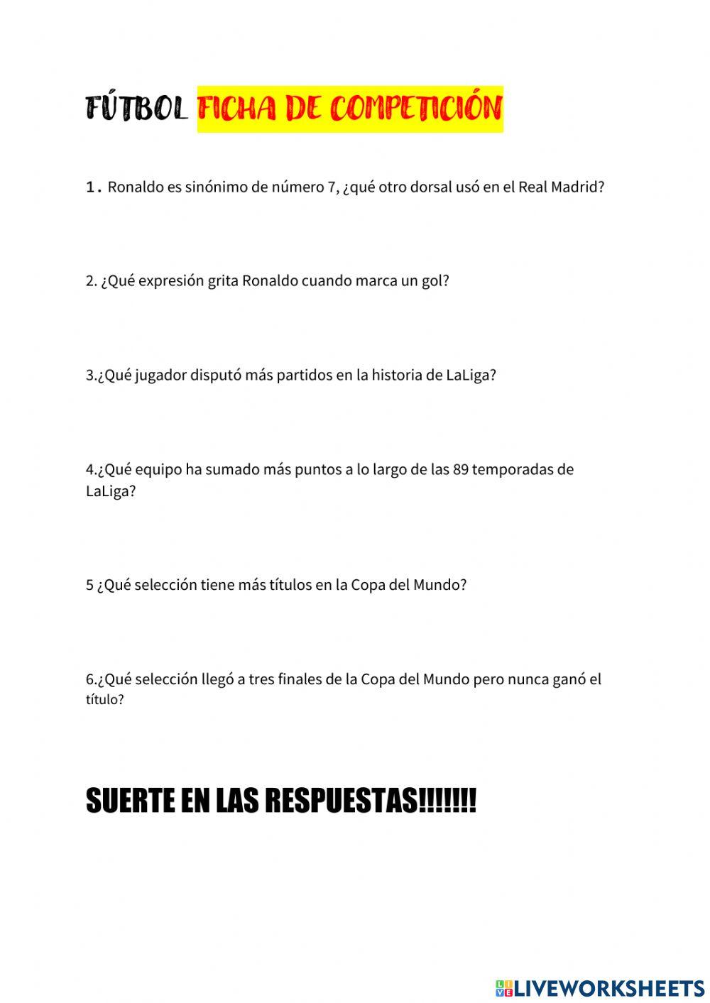 Fútbol Ficha Competición