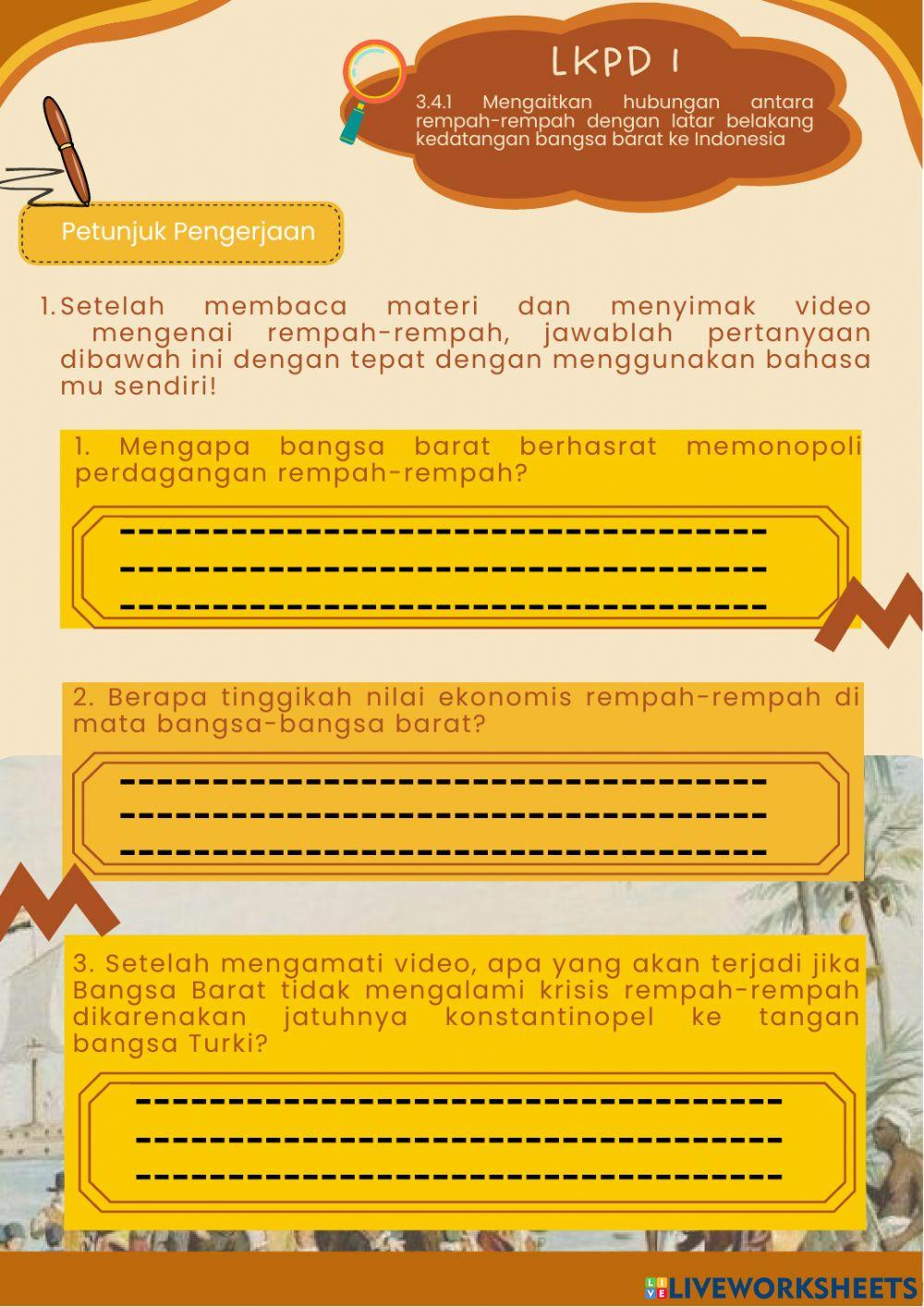 LKPD Peristiwa Kedatangan Bangsa Barta ke Indonesia