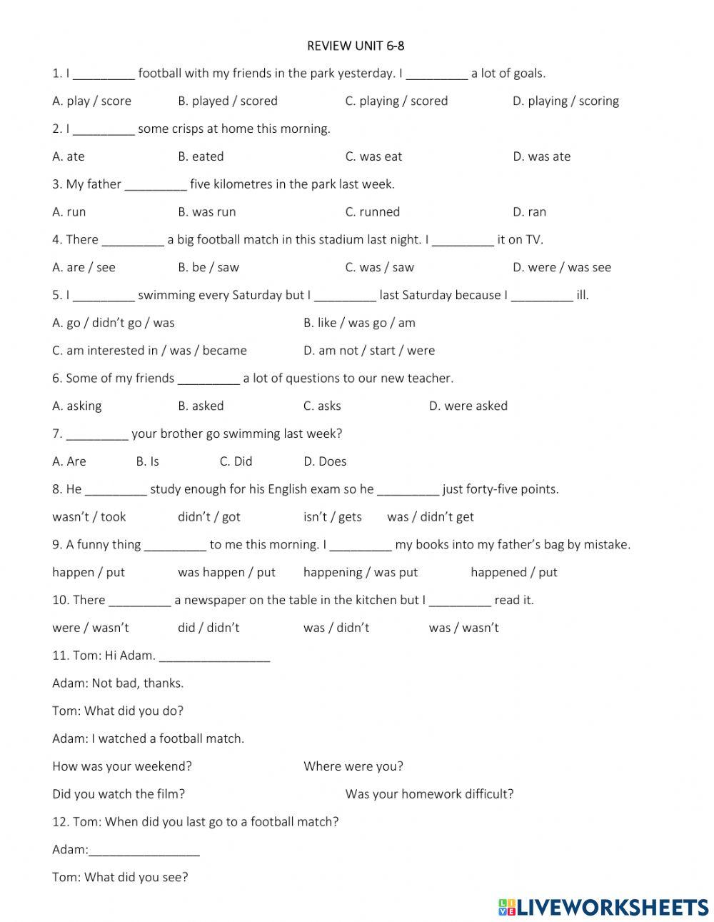 Tn1 - review grammar unit 6-8