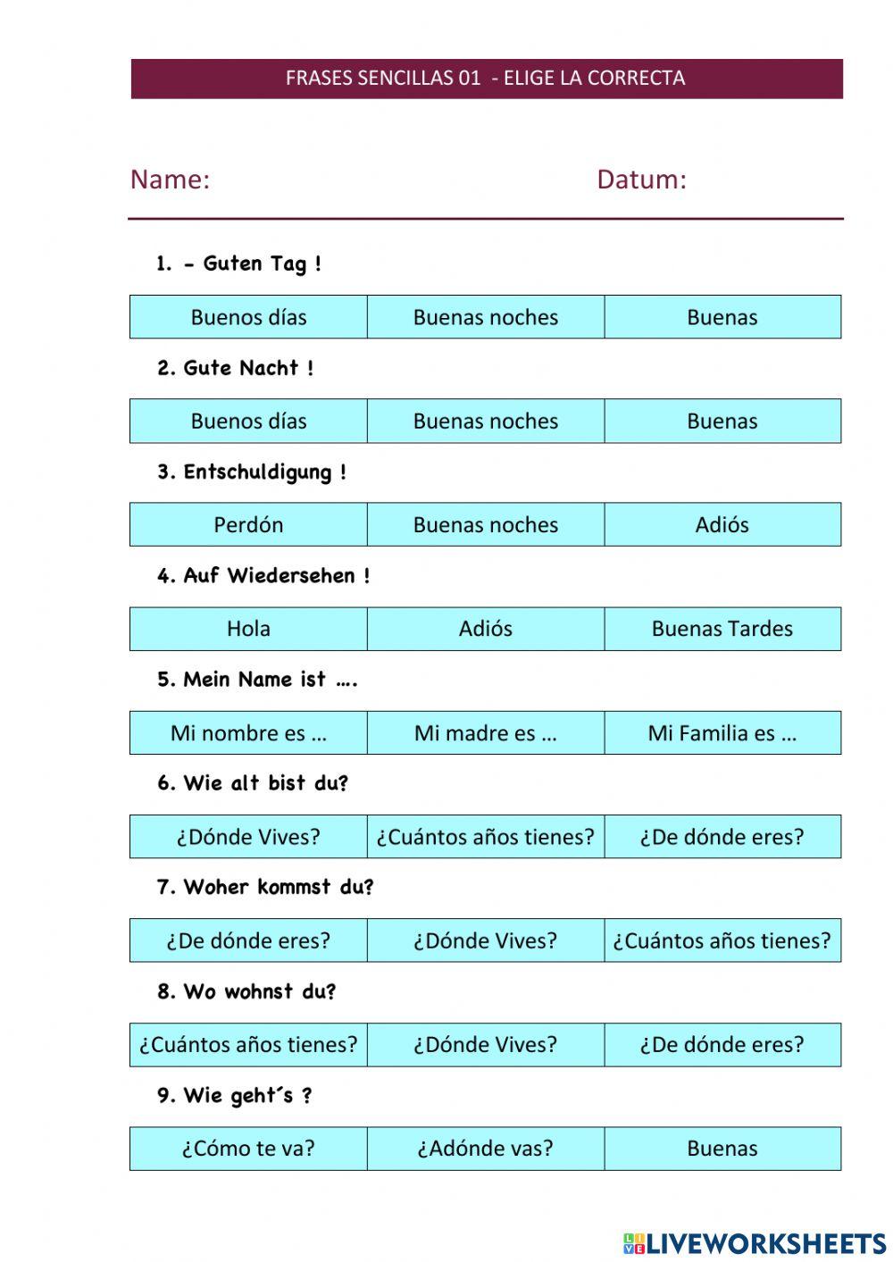 Frases sencillas multiple choice 01