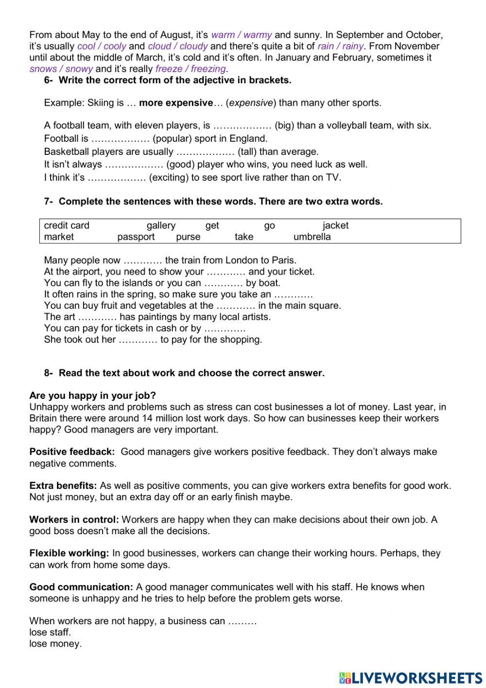 Global Elementaru Units 5-8- Final test