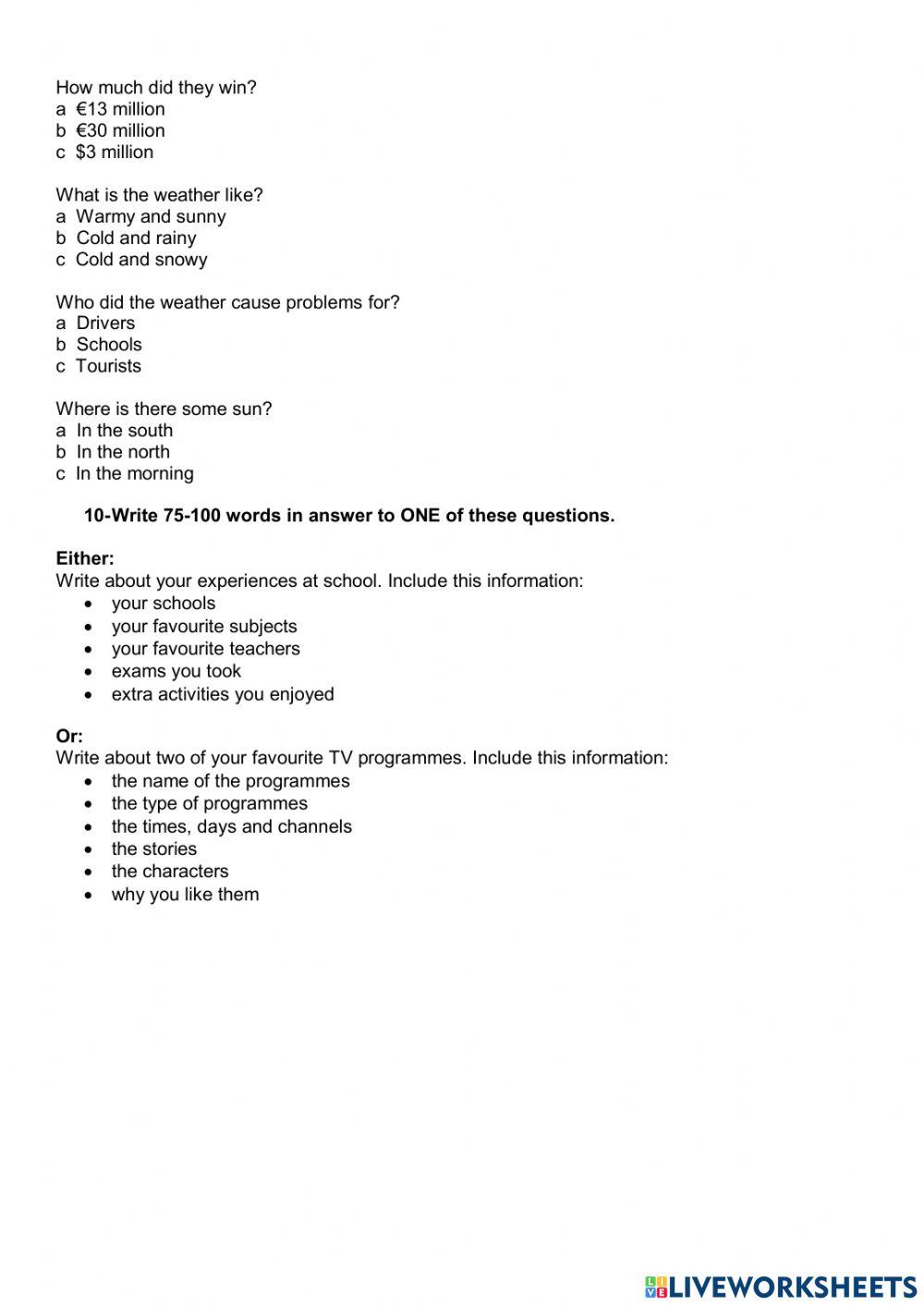 Global Elementaru Units 5-8- Final test