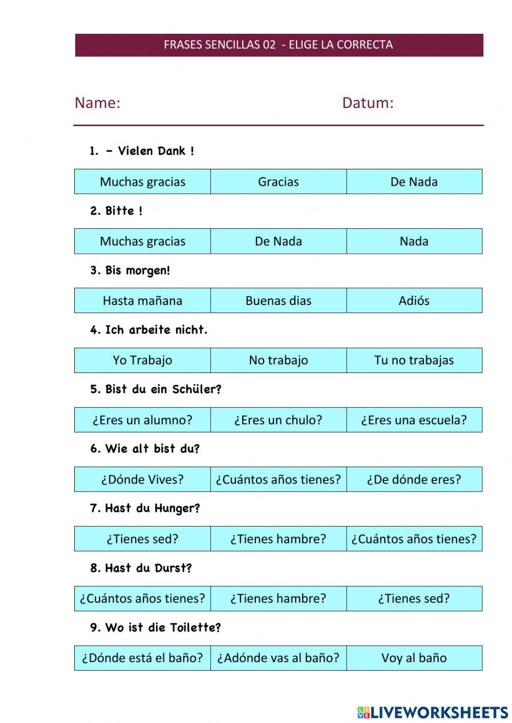 Frases sencillas multiple choice 02