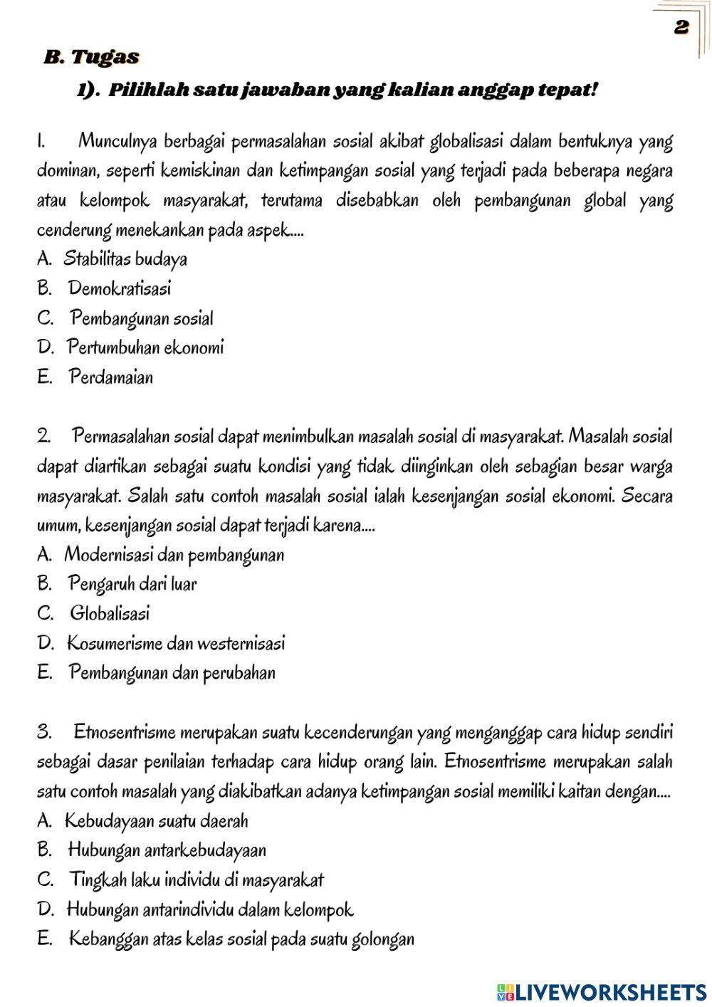 Lkpd Soisologi Kelas 12 Tentang Globalisasi dan Dampak Ketimpangan Sosial