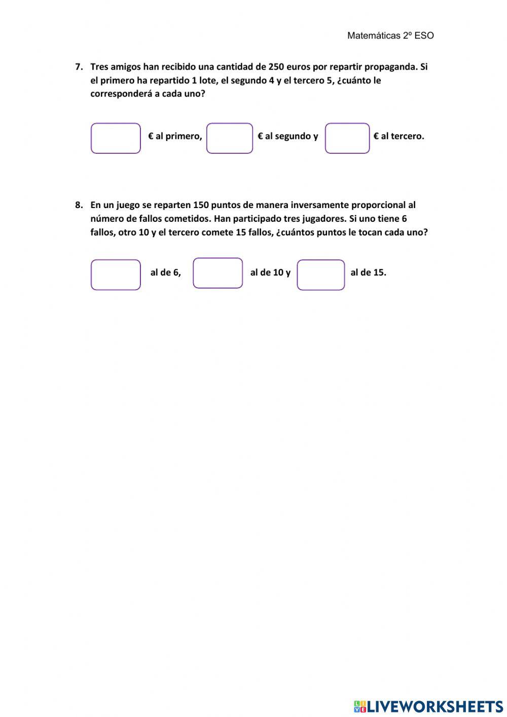 Proporcionalidad directa e inversa