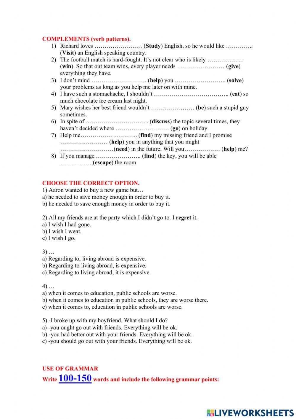 Final Grammar Review S5 and S6
