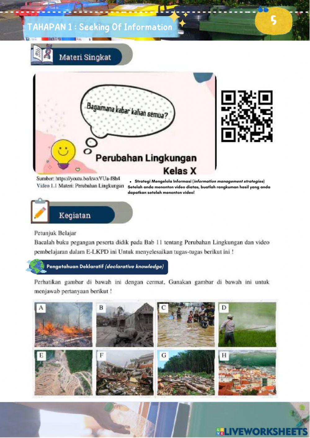 E-LKPD Pertemuan 1 : Perubahan Lingkungan