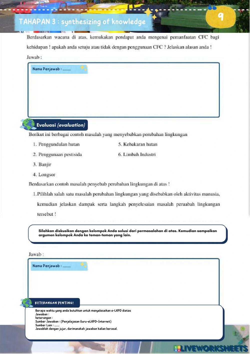 E-LKPD Pertemuan 1 : Perubahan Lingkungan