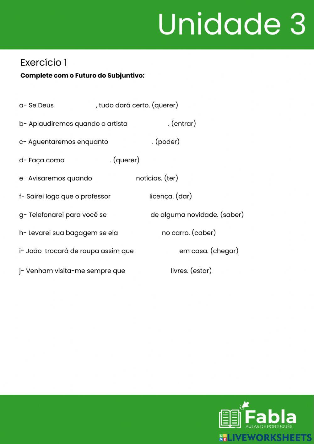 Unidade 3 - Futuro do Subjuntivo