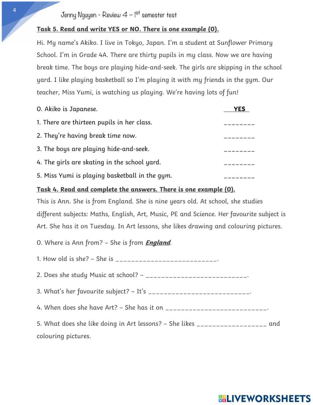 Review 4-1st semester test