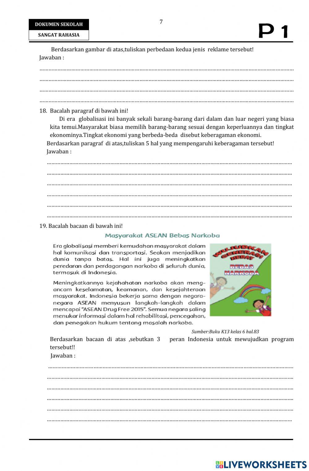 Soal PAS Tema 4 Kelas 6