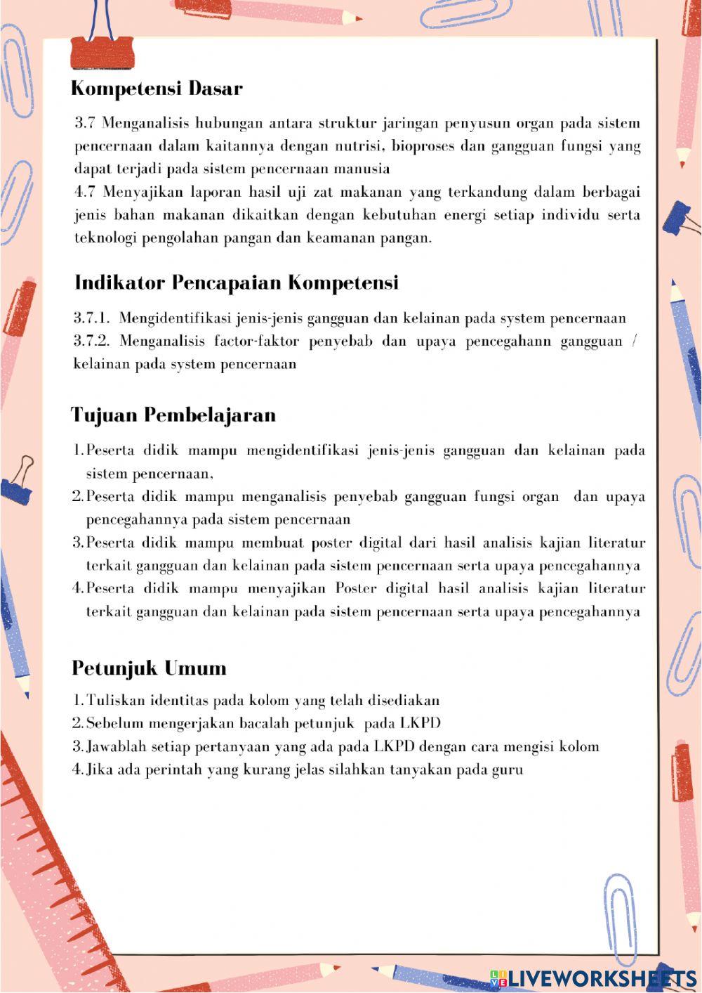 Kelainan dan Gangguan Sistem Pencernaan