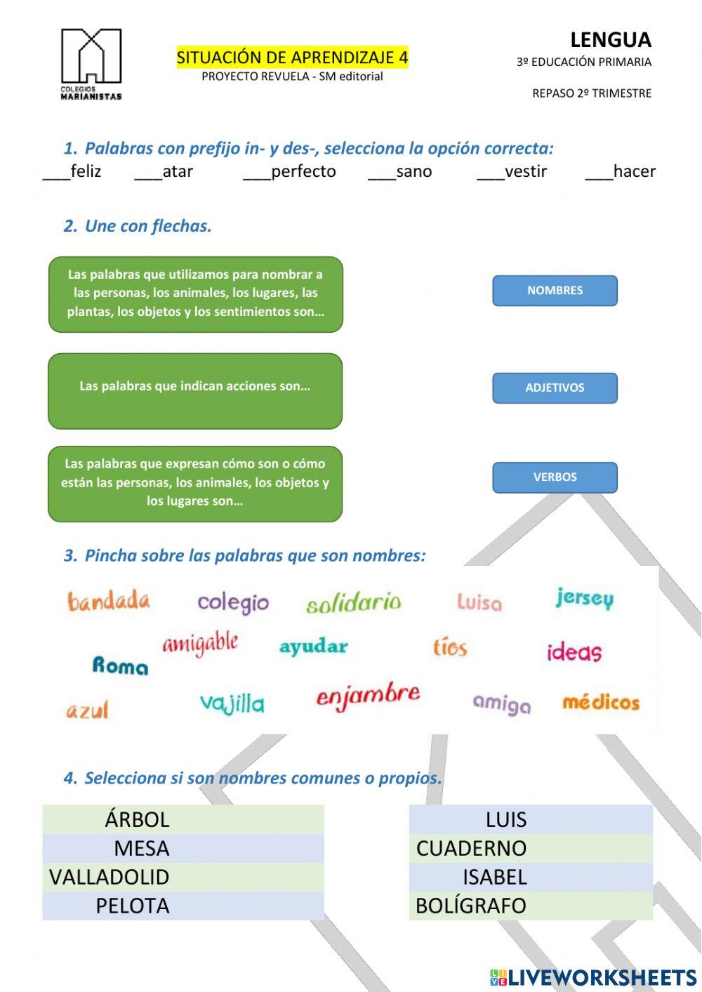 Repaso LENGUA- 2º trimestre - Situación de aprendizaje 4