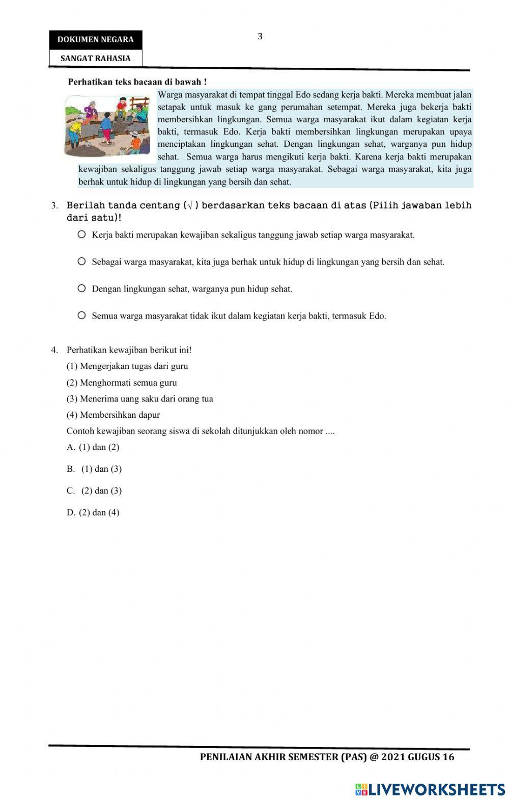 Soal pas tema 4 kelas 5