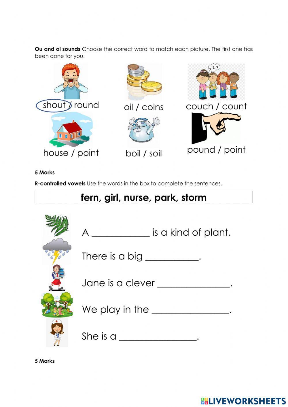 Phonics spelling sheet
