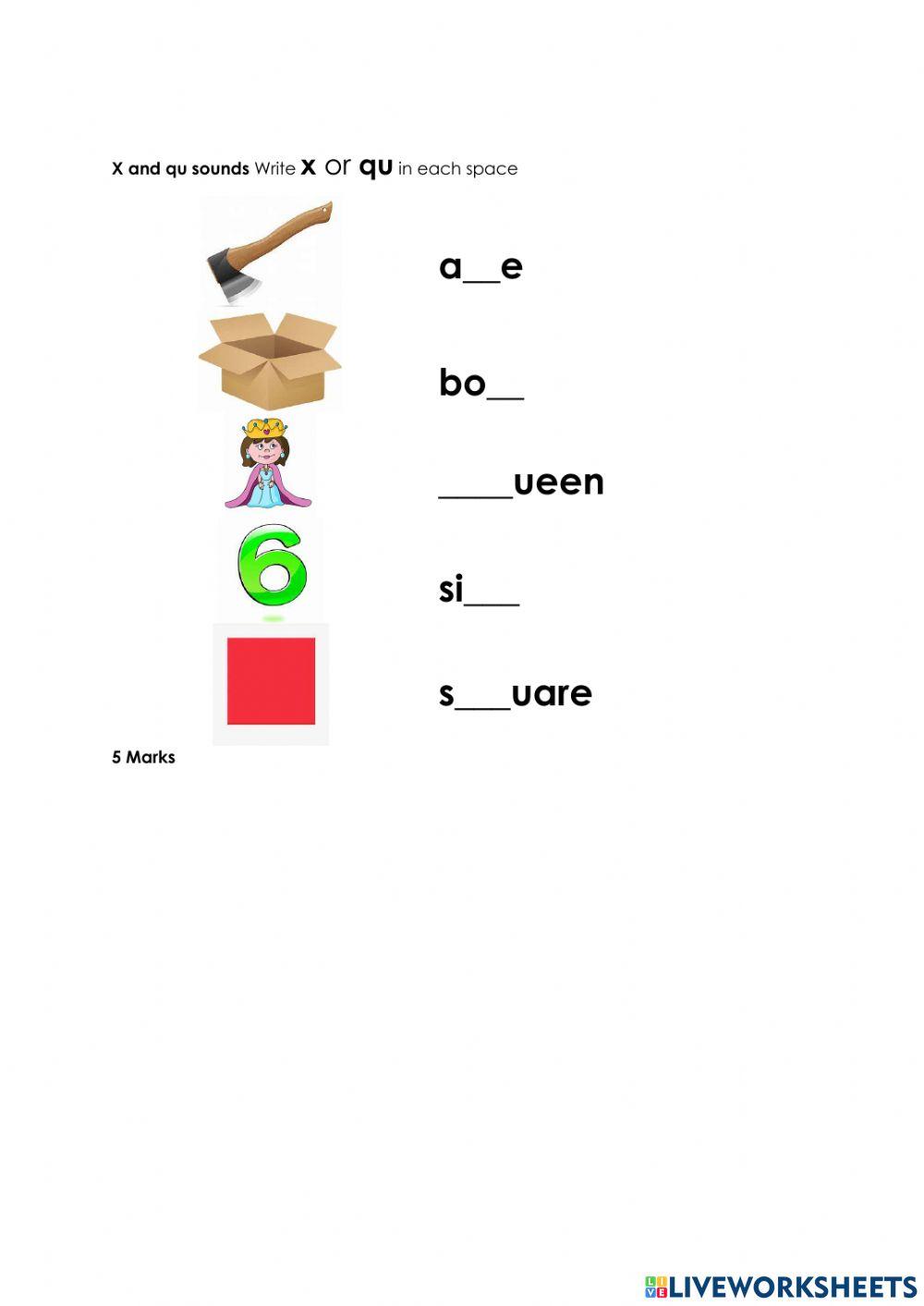 Phonics spelling sheet