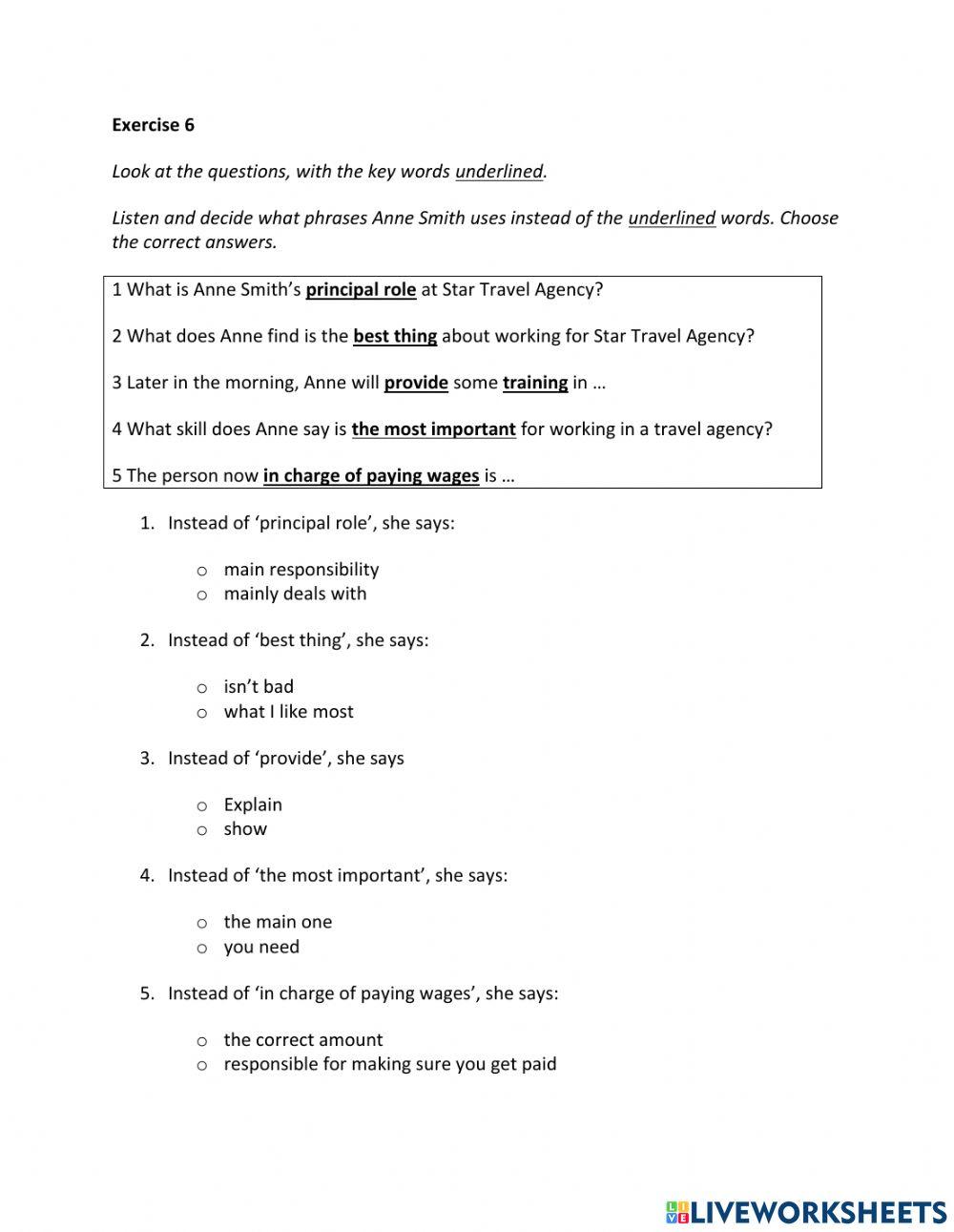 IE2, Unit 1, Listening, Exercise 6