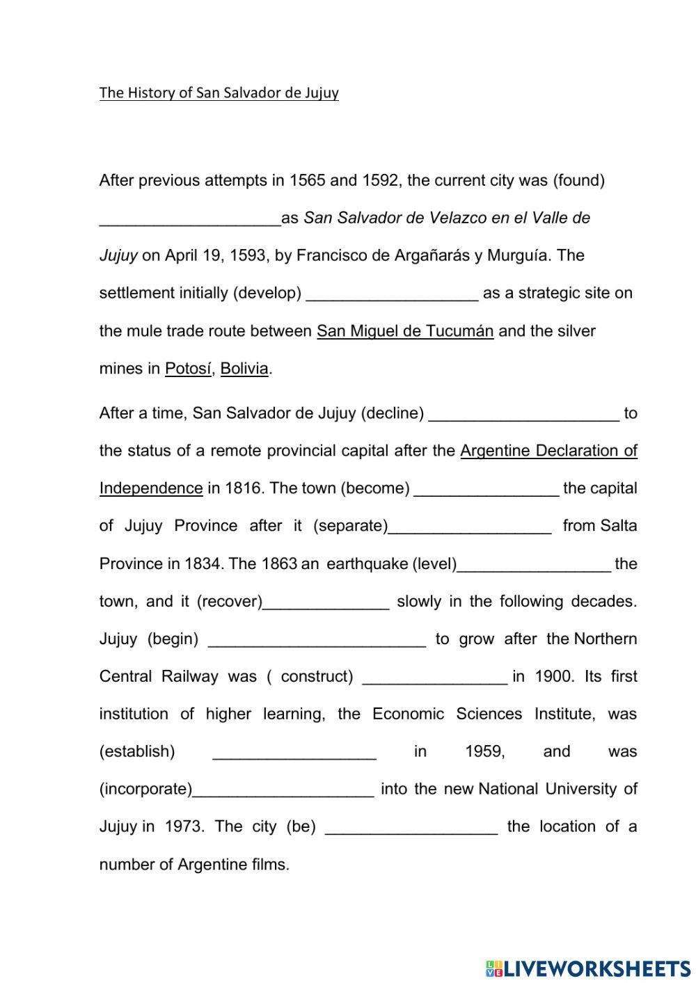 The History of San Salvador de Jujuy