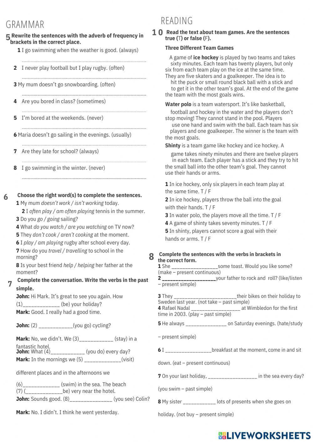 Term Test 1 6 Grade Grammar