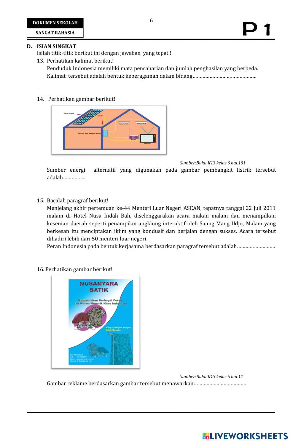 Soal tema 4 kelas 6
