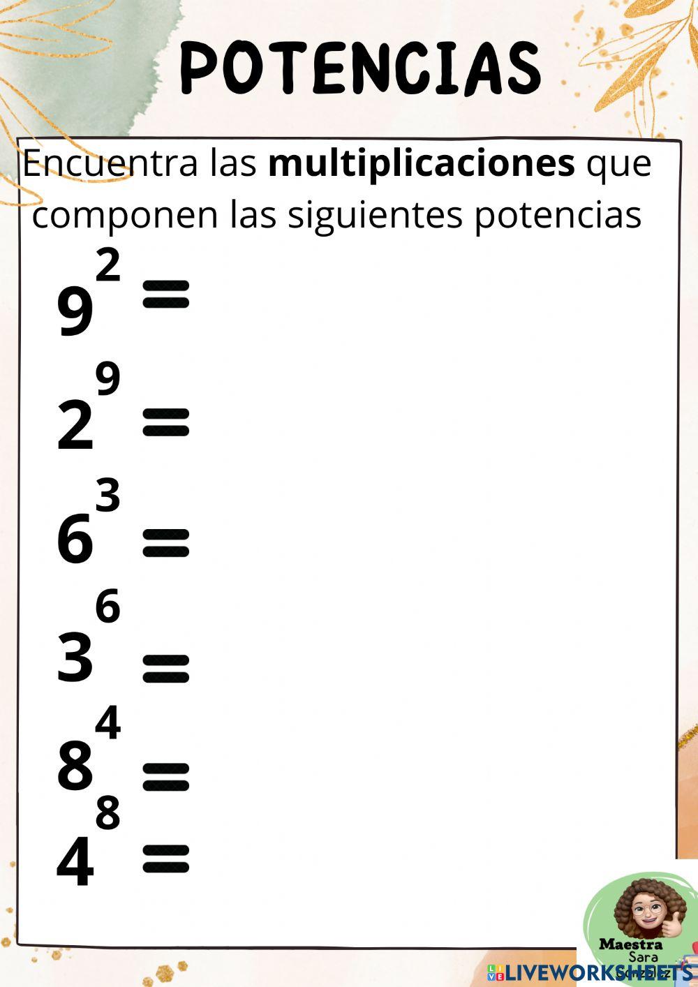 Multiplicaciones como potencias