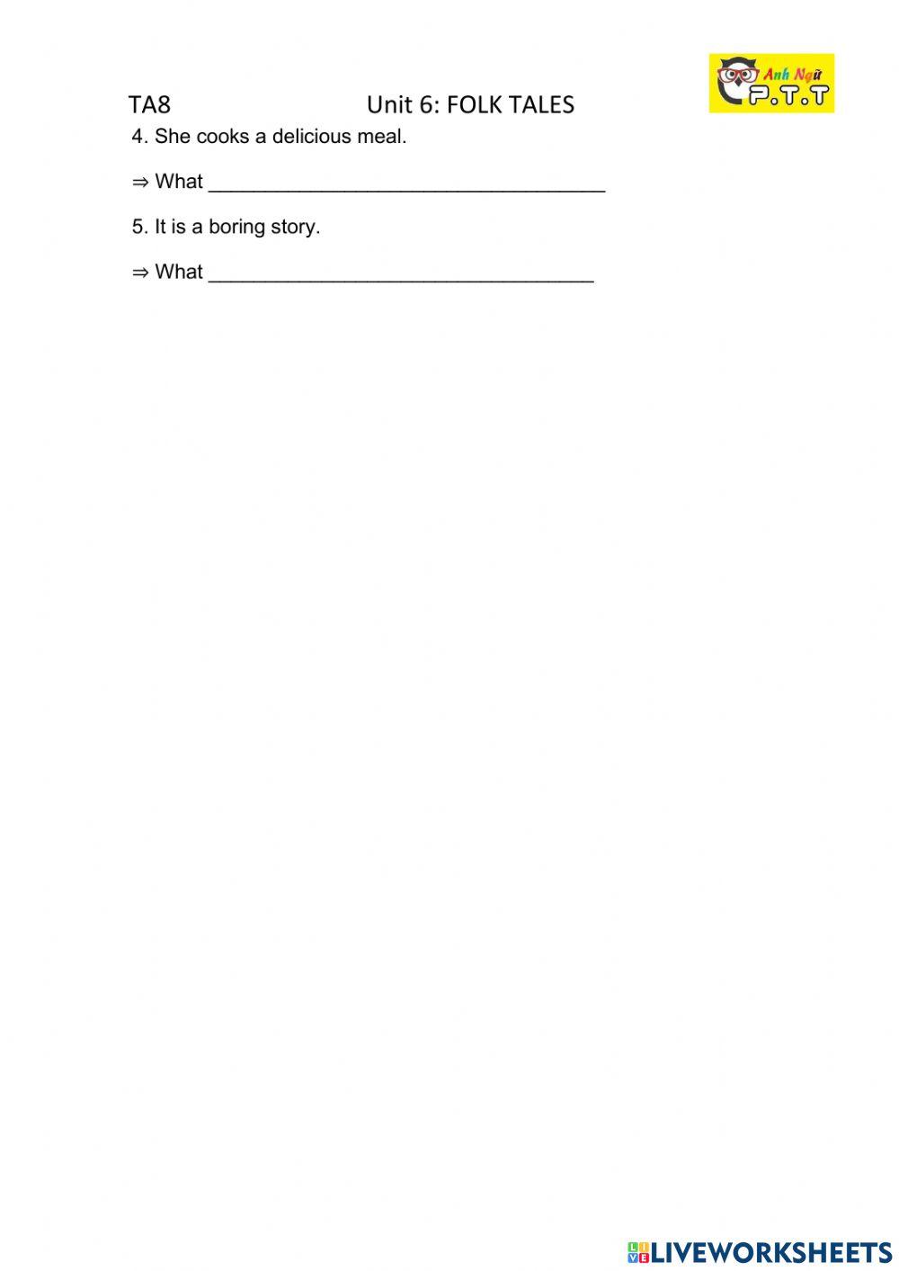 Ta8 unit 6 folk tales- writing exclamations