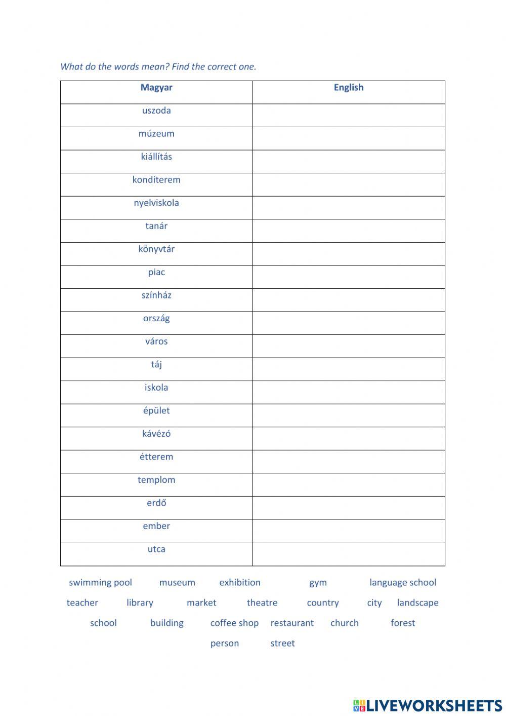 Words and meanings 3
