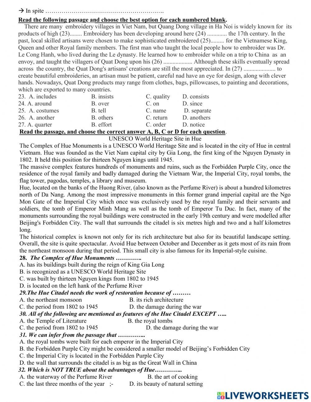 Final test semester 1 grade 9