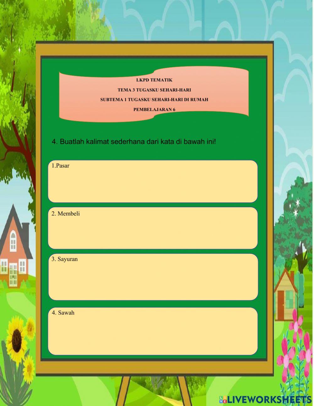 LKPD kelas 2 tema 3 tugasku sehari-hari subtema 1 tugasku sehari hari di rumah pembelajaran 6