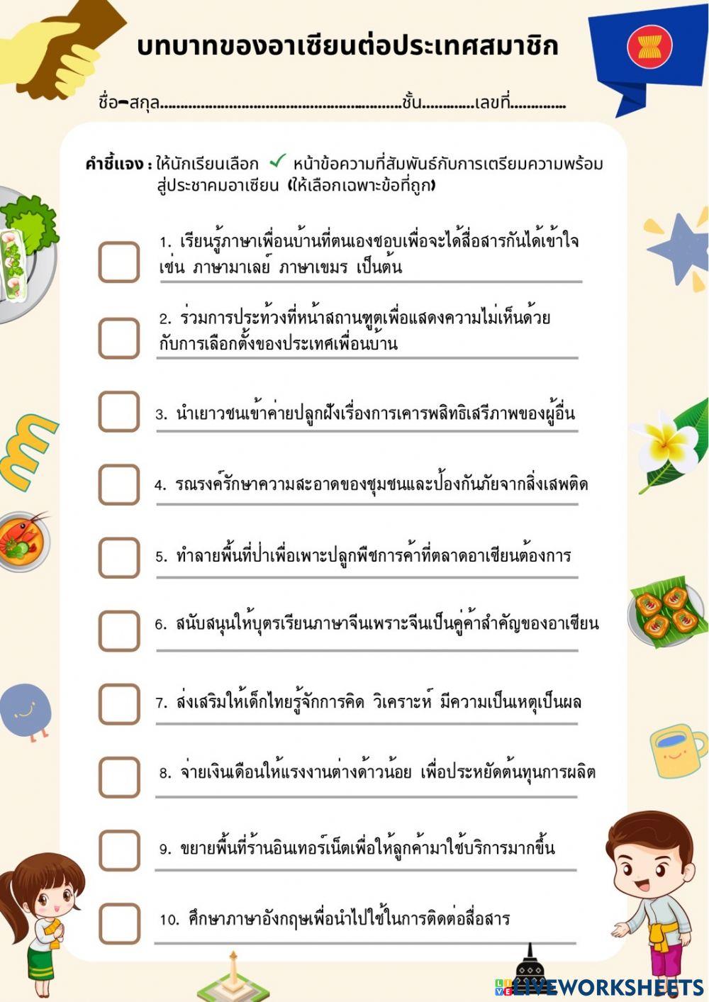 บทบาทอาเซียนต่อประเทศสมาชิก