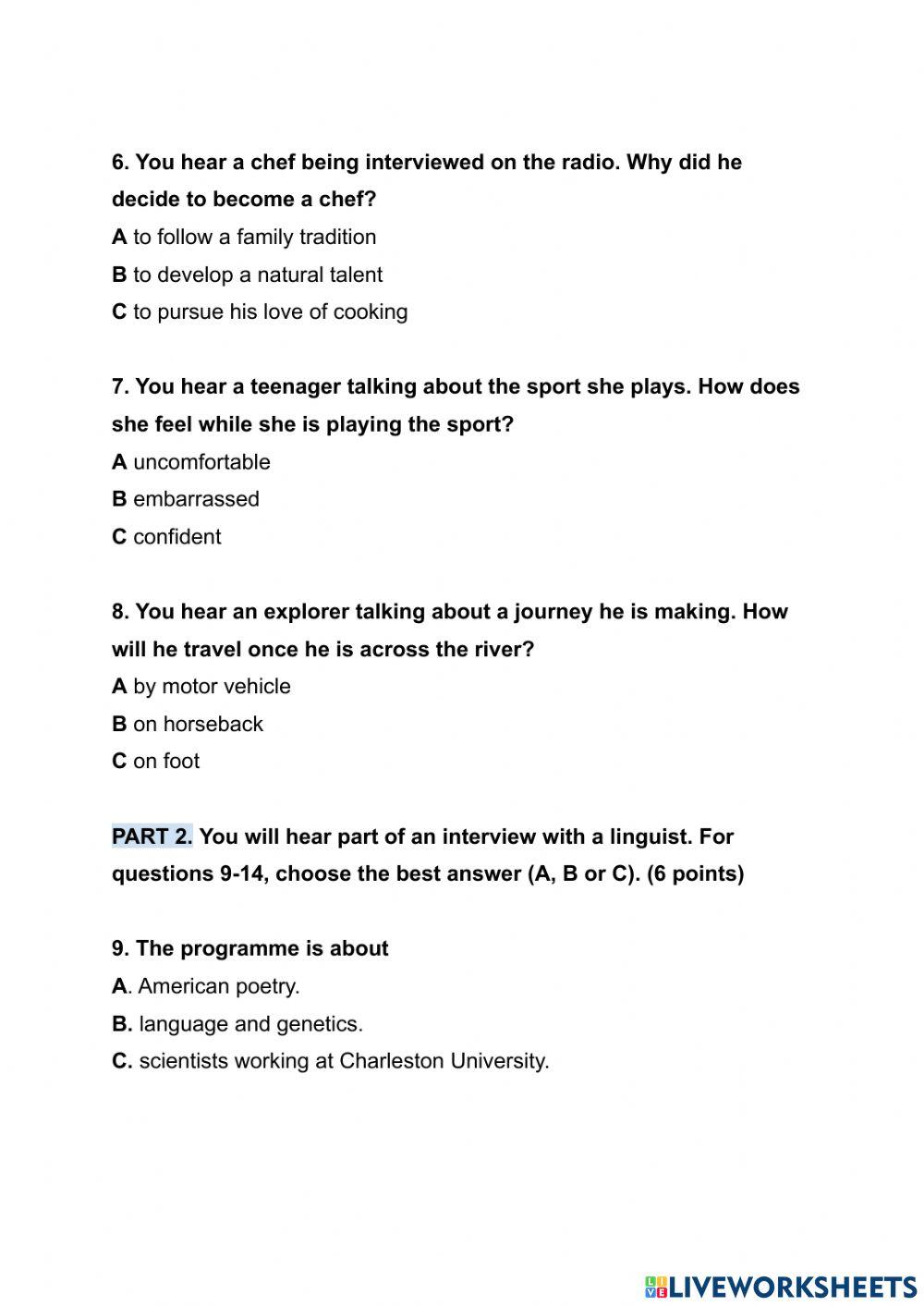 Listening tasks egzamin lektorat